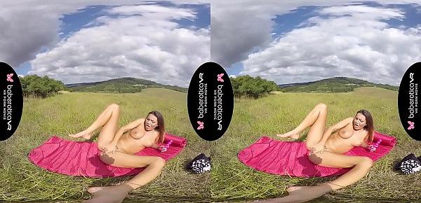  Solo girl, Vanessa Decker masturbates outdoors, in VR